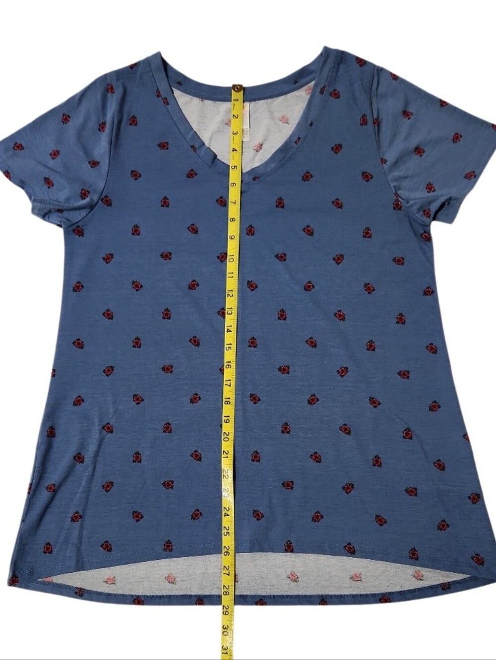LuLaRoe Blue Tossed Tea Rose Floral Christy T (XL) - Picture 9 of 13